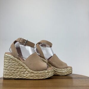 Womens Marc Fisher LTD Nelly Pink Suede Woven‎ Espadrille Wedge Sandals Size 8.5